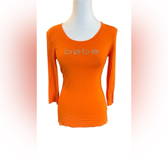 bebe Tops - Open Laced up Back half-sleeve Top-Orange